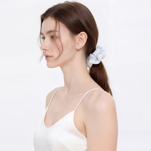 三彩2026新款波西米亚镂空针织发圈蓬松蕾丝渐变多巴胺高弹氛围感 商品图4