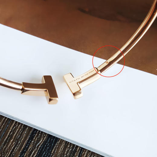 【95新】Tiffany & Co.蒂芙尼Tiffany T 系列玫瑰金镶钻双T开口线圈手镯腕围约16cm女士260126TB45 商品图3