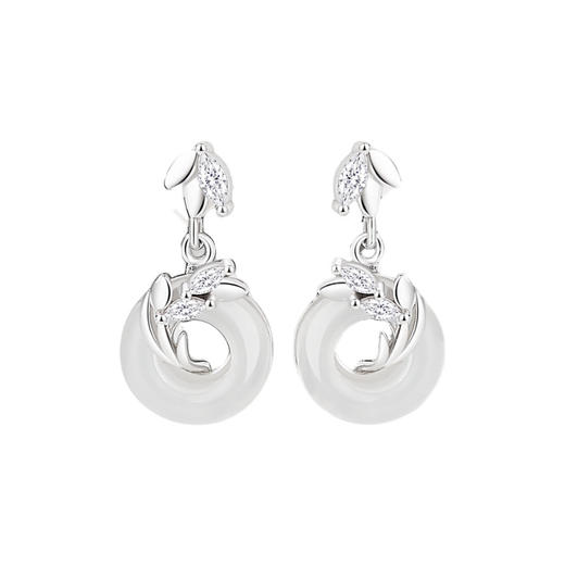 【穗穗平安】纯银穗岁平安扣麦穗玉髓耳钉【JHY-E001316M】 商品图4