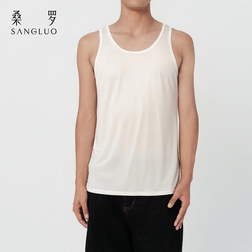 干爽体感』桑罗男士U领背心桑蚕丝透气舒适基础百搭打底 商品图3