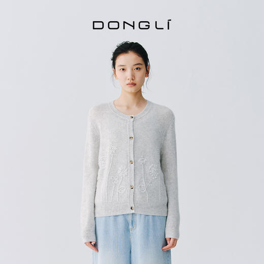 东黎 • 复苏的呼吸 淑气生花 丝绒女士手绣春日精致百搭圆领开衫 6053 商品图2