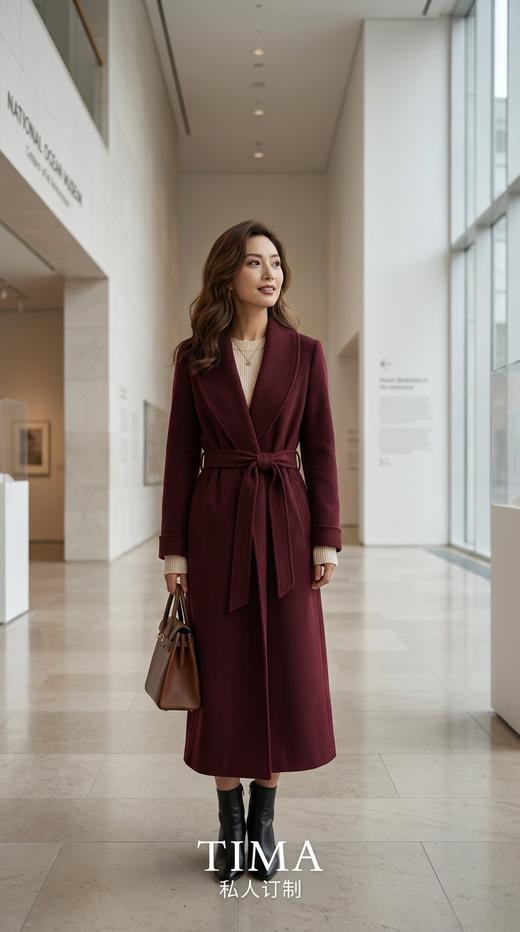 HL 小轮廓翻领中长款双面手工大衣 商品图7