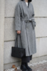 大披肩领超大摆双面手工中腰系带超长款大衣 商品缩略图1