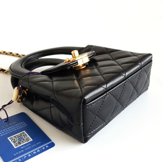 【98新】CHANEL香奈儿AP3435 B15566 94305黑金牛皮mini nano kelly链条单肩包女士310126AK02 商品图7