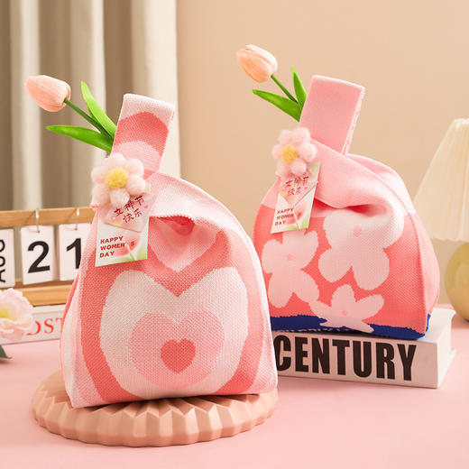 【结实耐用不易破❗️无法拒绝的礼物】2026马年女神节礼物编织包三八妇女节伴手礼袋手提针织品福袋。jd 商品图3