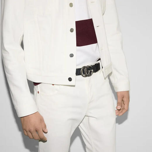 GUCCI 古驰 男士 GG Marmont系列 窄版腰带 黑色 414516 92TIT 1000 商品图2