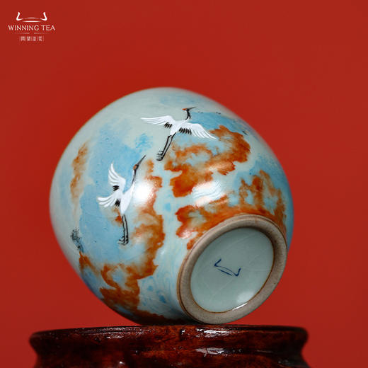问鼎鼎峰系列天青老款玉钟杯（瑞鹤图） 商品图1