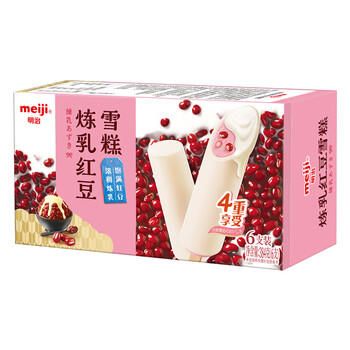 明治meiji炼乳红豆雪糕 64g*6支 彩盒装 /水饮冲调 /冰淇淋 /棒支冰淇淋 商品图2
