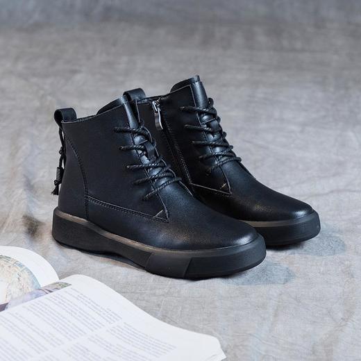 休闲新款休闲靴女平底大码马丁靴学生百搭英伦风软底保暖短靴 商品图2