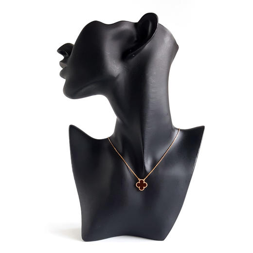 【95新】VCA梵克雅宝Vintage Alhambra系列VCARD38500中号18K黄金镶红玉髓四叶草红花项链链长约42cm女士290126NJM22 商品图7