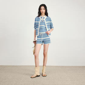 lost in echo2026年春夏新款撞色条纹纽扣套头毛衫背心短裤套装女