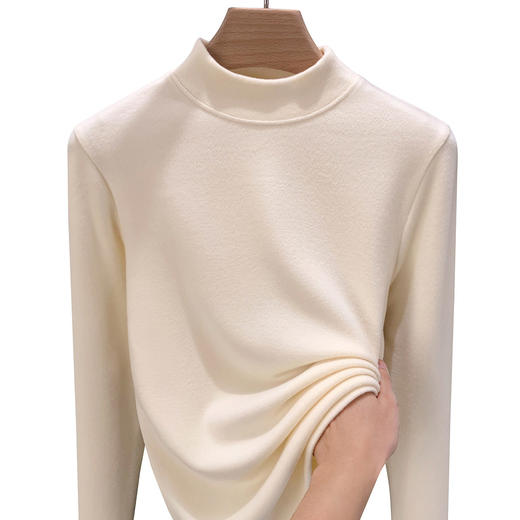 「自」全新升级【铂金会员137/天猫179/差价42】(02644)洛诗琳半高领双面绒打底衫2025冬季新款加绒保暖上衣 商品图4