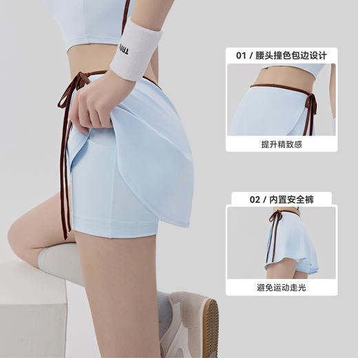 YOGACODE【火树银花系列】新款瑜伽短裙带口袋裙裤假两件撞色包边屁帘遮臀裙DWD116058 商品图1