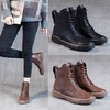 新款马丁靴女大码平底百搭牛皮女鞋短靴女英伦复古厚底棉 商品缩略图3
