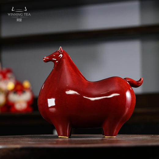 问鼎红马摆件 钧瓷红 商品图0