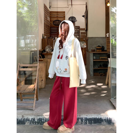 <曾小咸推荐>2.19 现货秒杀 ！微信超特价！韩系刺绣连帽加绒卫衣 日常209.99 立减120 秒杀89.99！！ 商品图2