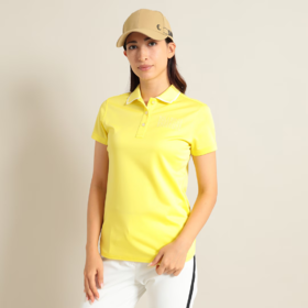 Callaway 高尔夫女士 细文字立体字母印花logo弹力舒适polo领短袖