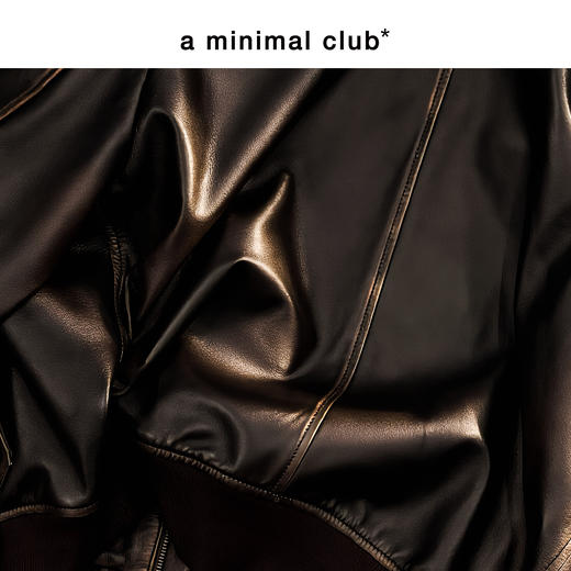 a minimal club复古美式飞行员皮衣夹克古铜定制拉链短款AM61TJ01 商品图3