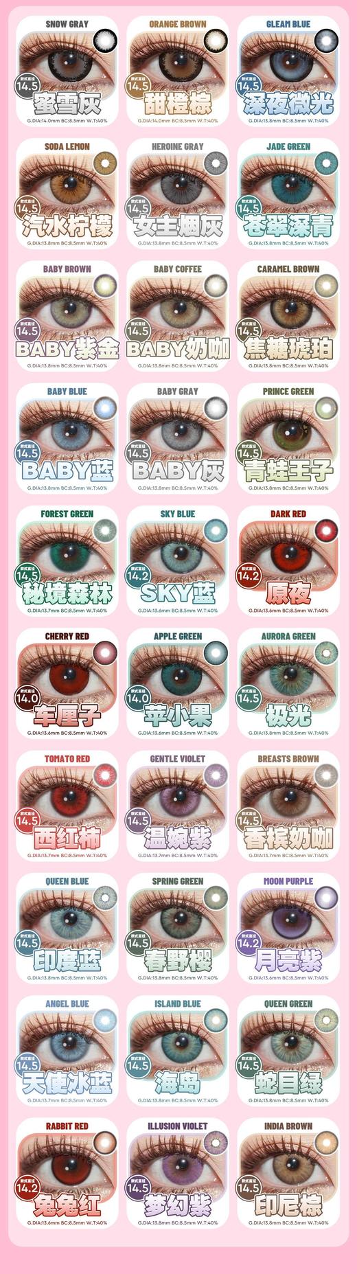 【月抛活动】summerbaby-14.2mm-14.5mm-【月抛 度数0-800度 无525/575】 商品图1