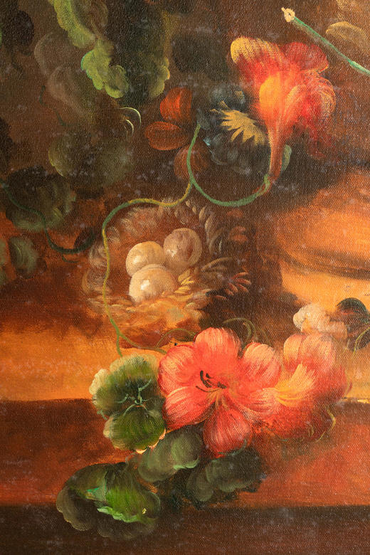 独角鹿西洋古董20世纪法国画家L. Martin签名出品大型花卉静物布面油画 商品图9