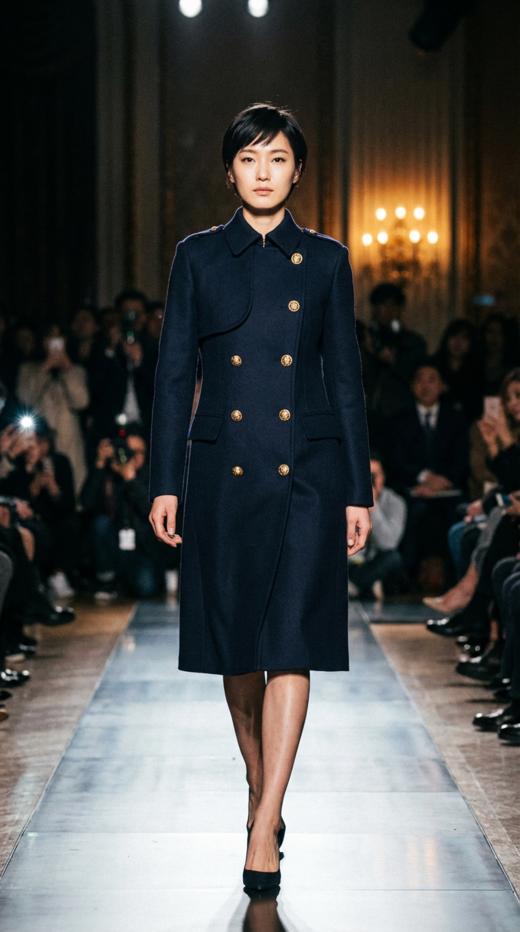 HN 双排扣异形搭片双面手工长款腰带大衣（附腰带） 商品图0