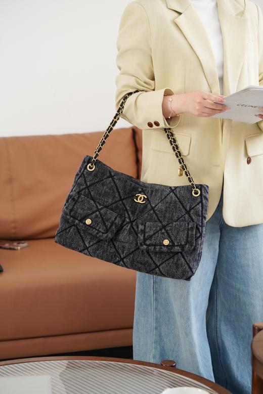 香奈儿 25k Hobo购物袋 黑色牛仔（LZ） 商品图2