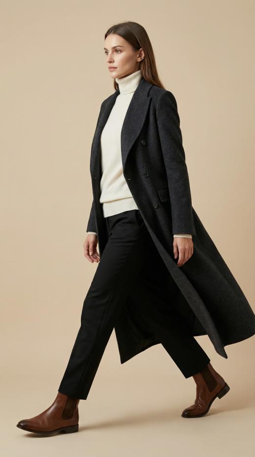 西服领双排扣经典款双面手工大衣 商品图1