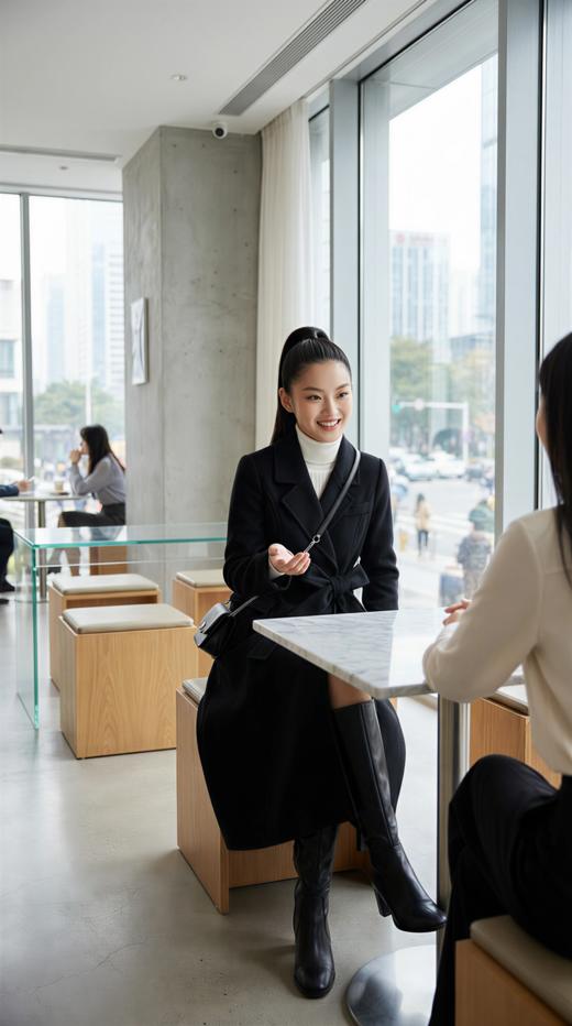 西服领收腰加袢显瘦双面手工大衣（附腰带） 商品图3