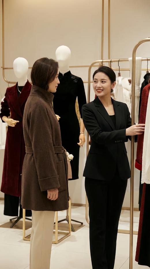 LIN HN 加扣立领系带双面手工大衣 商品图1