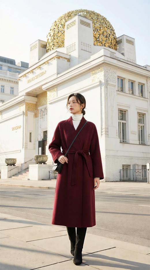 一颗扣轻国风超长双面手工大衣 商品图0