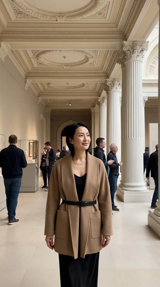 披肩领两大贴包袖破刀中长款双面手工大衣 商品图5