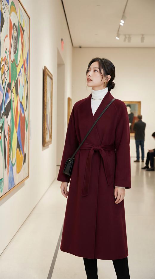 一颗扣轻国风超长双面手工大衣 商品图2