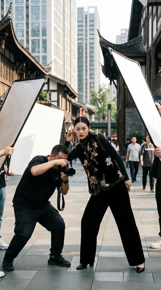 LIN HN 新国风水貂毛装饰棉马甲 商品图3