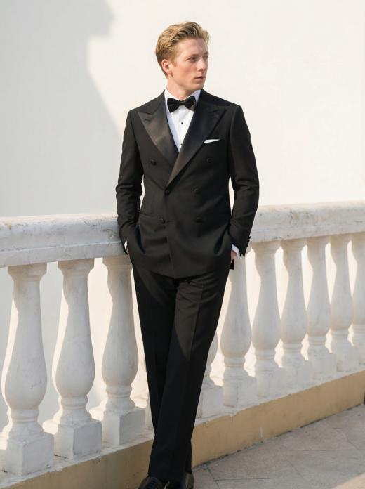 Loro Piana Super 130's 澳洲美丽诺羊毛全麻衬黑色礼服套装 商品图3