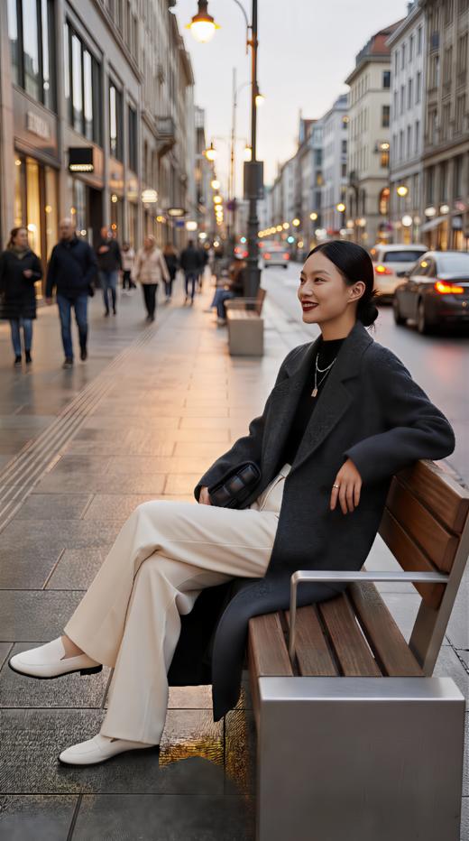 Anica HL 西服领简约版型双面手工大衣 商品图5