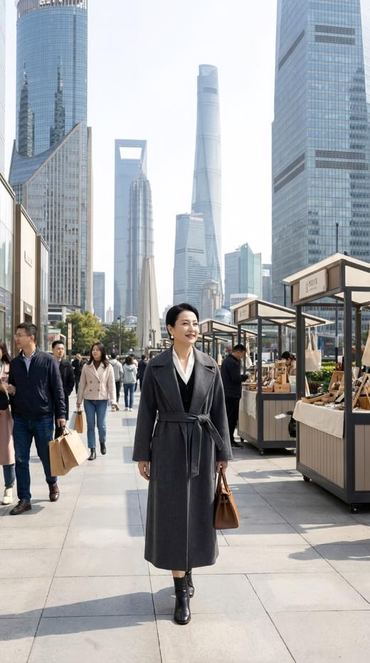 大包珠边大翻领MM经典版长款双面手工大衣 商品图5