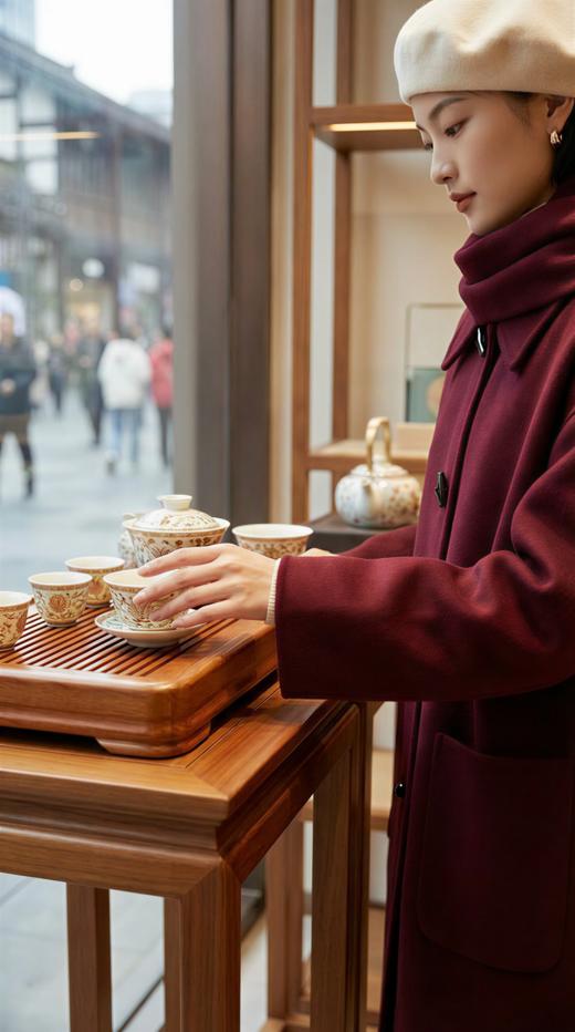 HN 百搭牛角扣休闲翻领双面手工大衣 商品图3