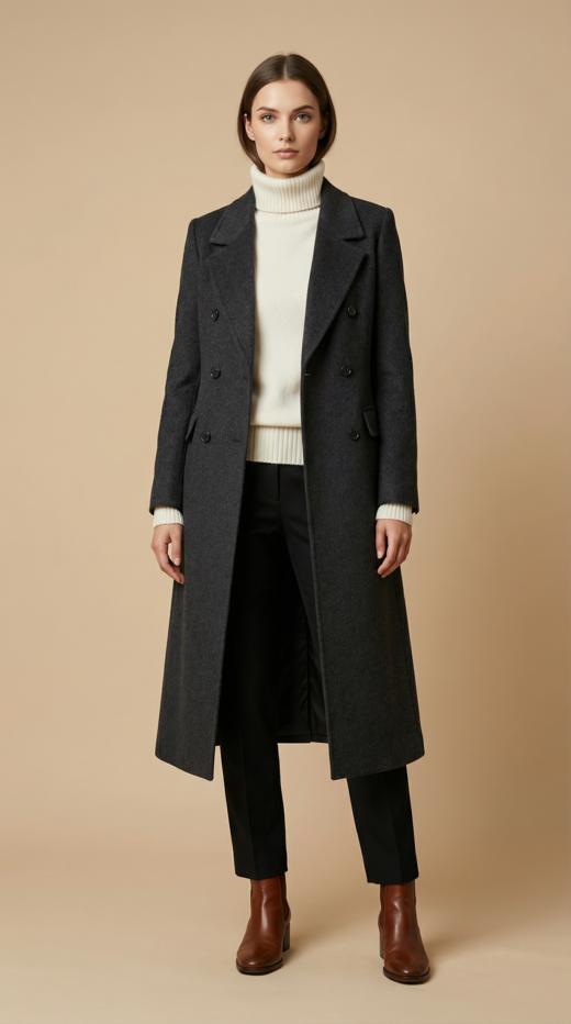 西服领双排扣经典款双面手工大衣 商品图0