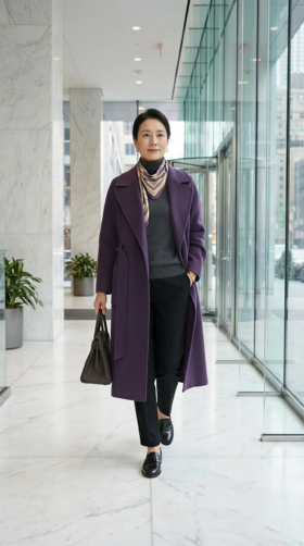 AN 侧开叉翻领两大包双面手工大衣（附腰带）