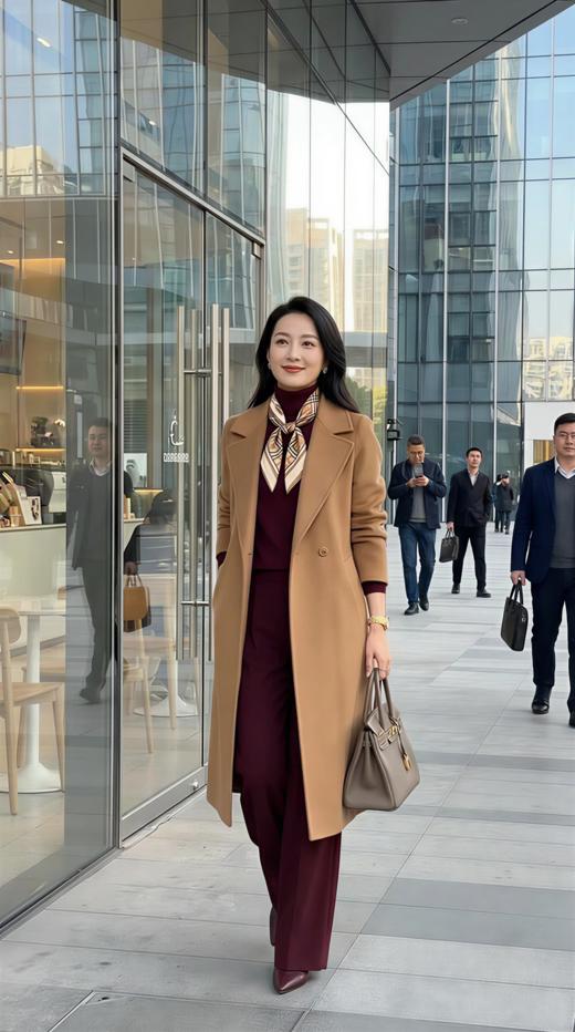 袖口翻折简约双面手工大衣（附腰带） 商品图1