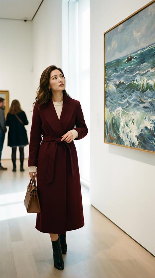 HL 小轮廓翻领中长款双面手工大衣 商品图4