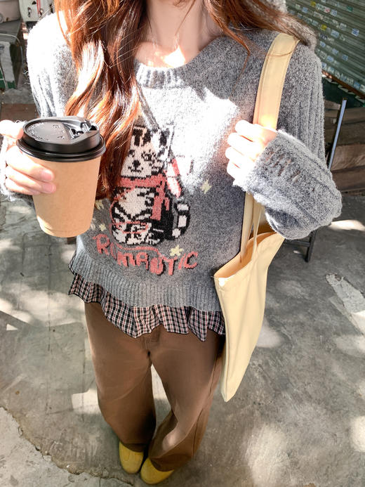 <曾小咸推荐> 2.19 现货秒杀 ！微信超特价！小猫刺绣假两件针织衫 日常199.99 立减110 秒杀89.99！！ 商品图9