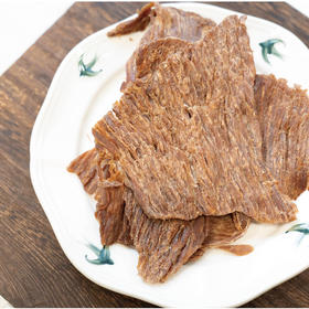 温州特色大片牛肉干   80g±/包    大片原切，有嚼劲但不废牙，能品出牛肉原香