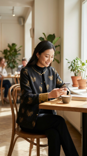 SJ同款花瓣领包夹棉轻国风外套