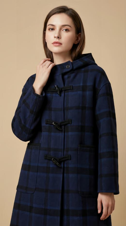 连帽牛角扣松弛感两面穿双面手工大衣 商品图3