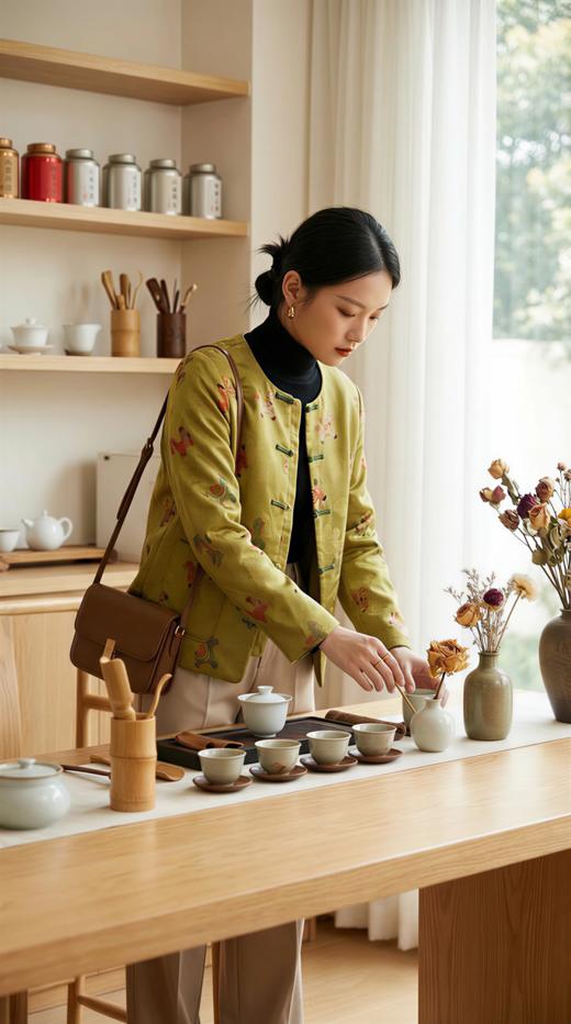 LIN HN 圆领国风一字扣加棉外套 商品图4