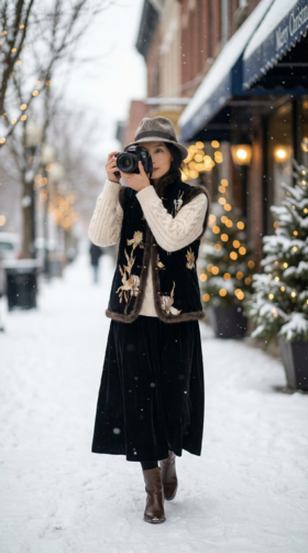 LIN HN 新国风水貂毛装饰棉马甲