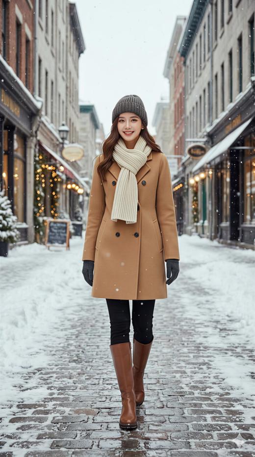 经典西装领双排扣宽缝弧形立体袖双面手工中长大衣 商品图3