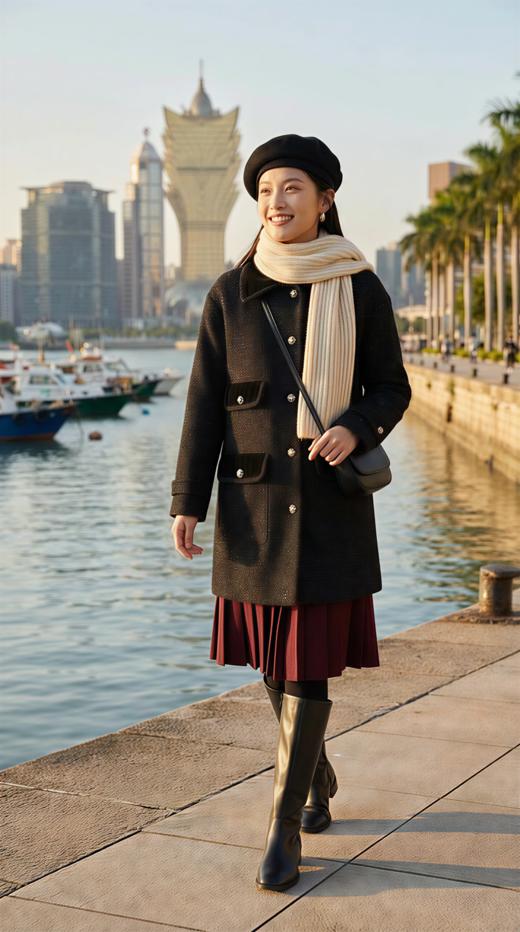 HN百搭通勤撞色贴袋设计宽松风衣 商品图5