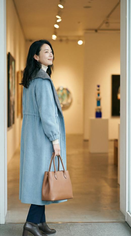 MM大帽腰抽绳装饰双色双面手工长款大衣 商品图4